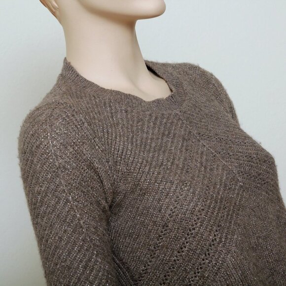 Lucky Brand Shimmer Pointelle Knit Sweater Gray Women Size XS - Picture 8 of 15